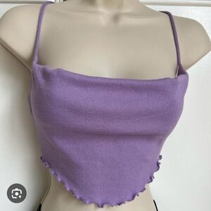 Urban Outfitters Lavender Lettuce trim Ribbed Cami, Cowl neck. Size Small